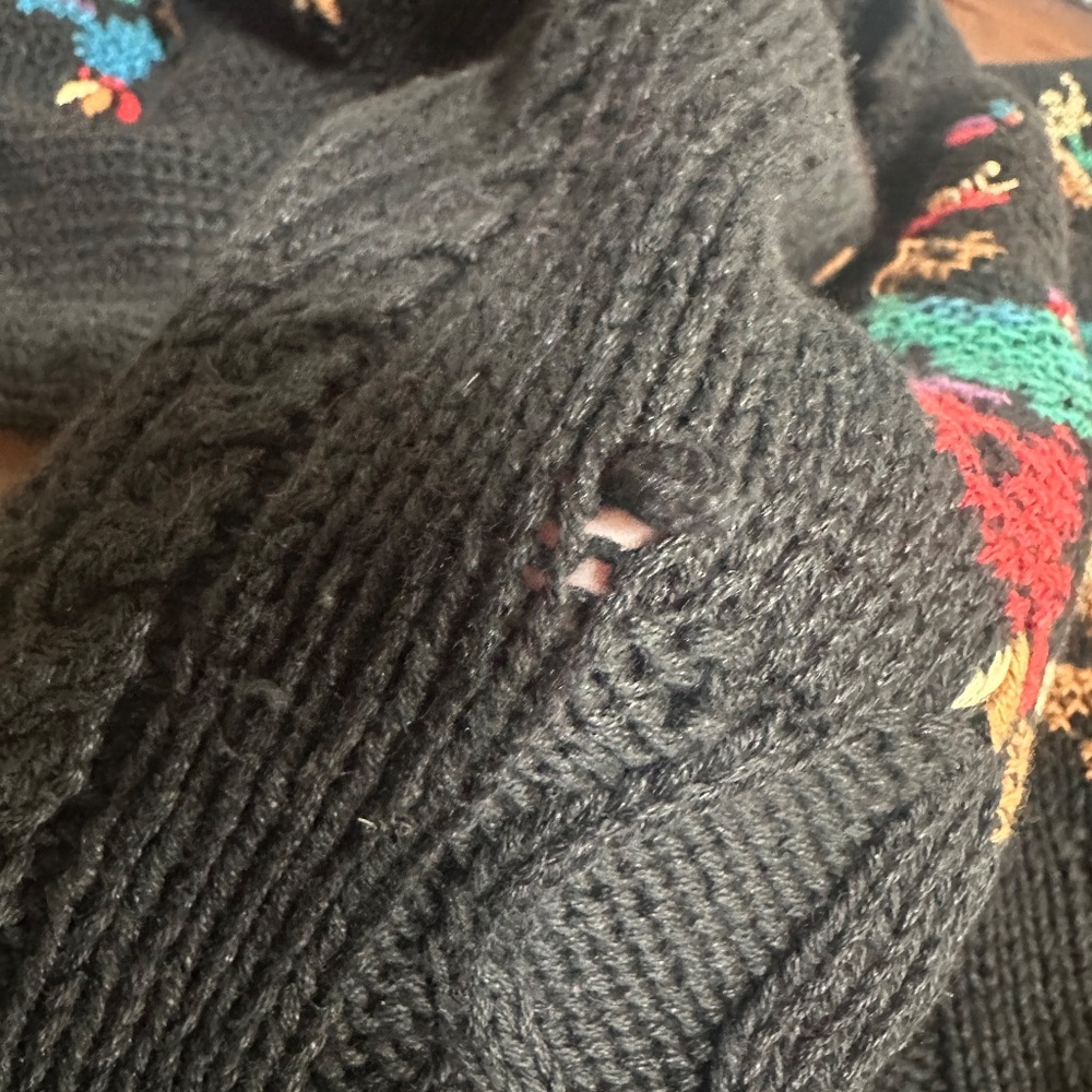 Vintage Black Whimsygoth Chunky Grannycore Sweater Sz Medium‎ - Picture 7 of 9